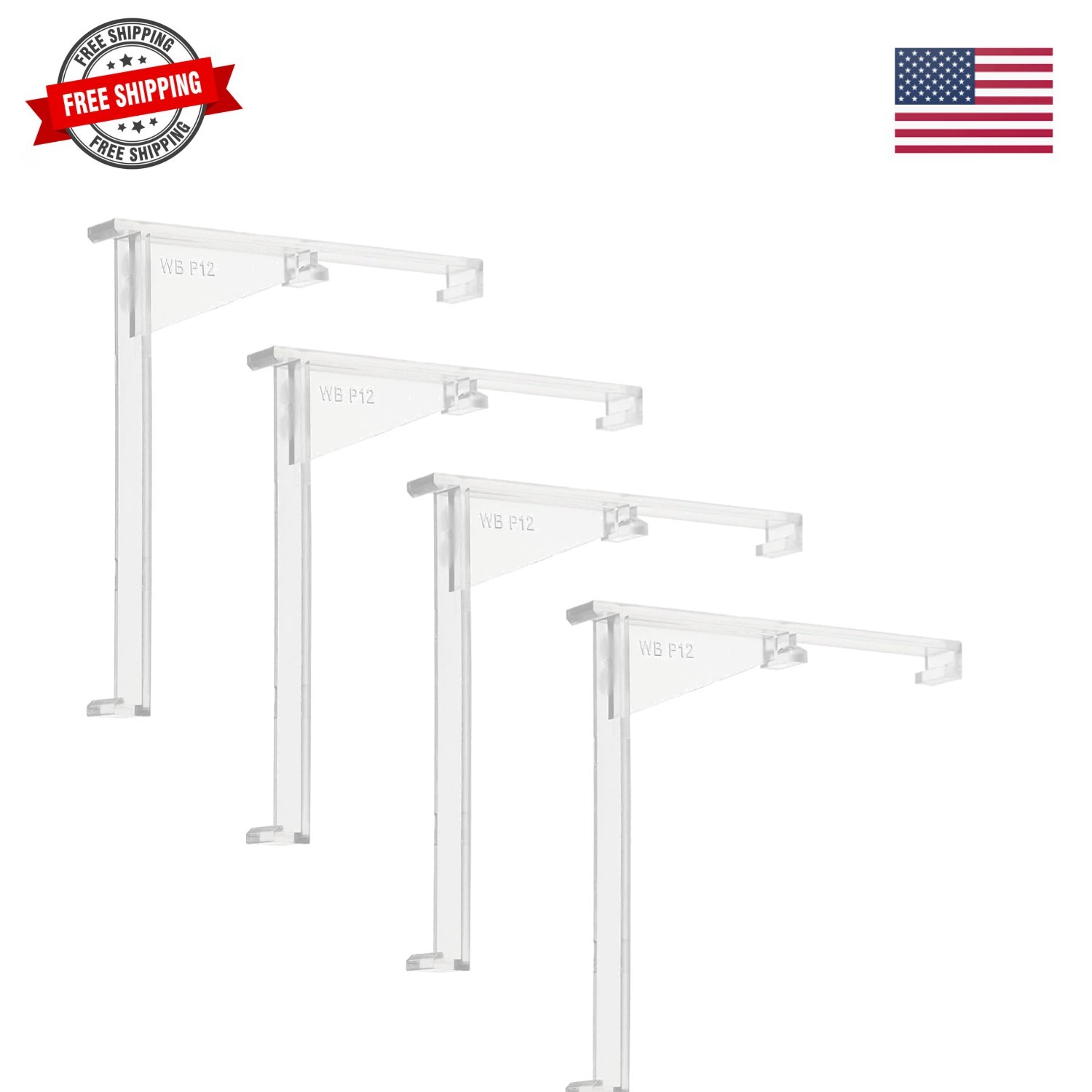 4pcs Valance Clips, 3.5in Vertical Clear Plastic Valance Clips Hidden Retaine…