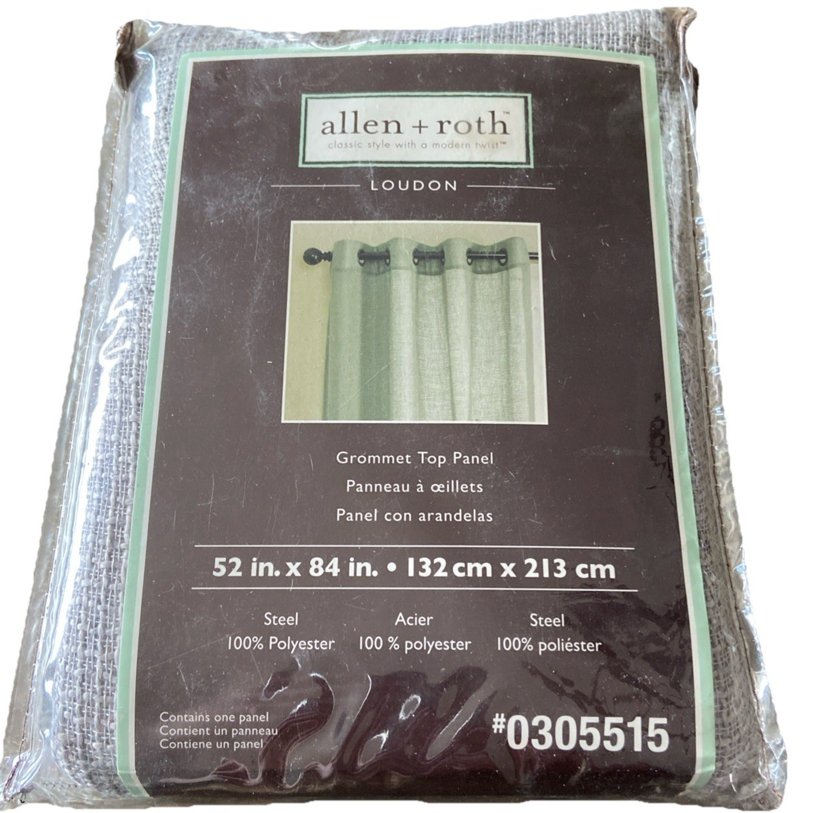 Allen + Roth LOUDON Grommet Top Panel Drape Curtain Steel Gray 52x 84″L {E5}