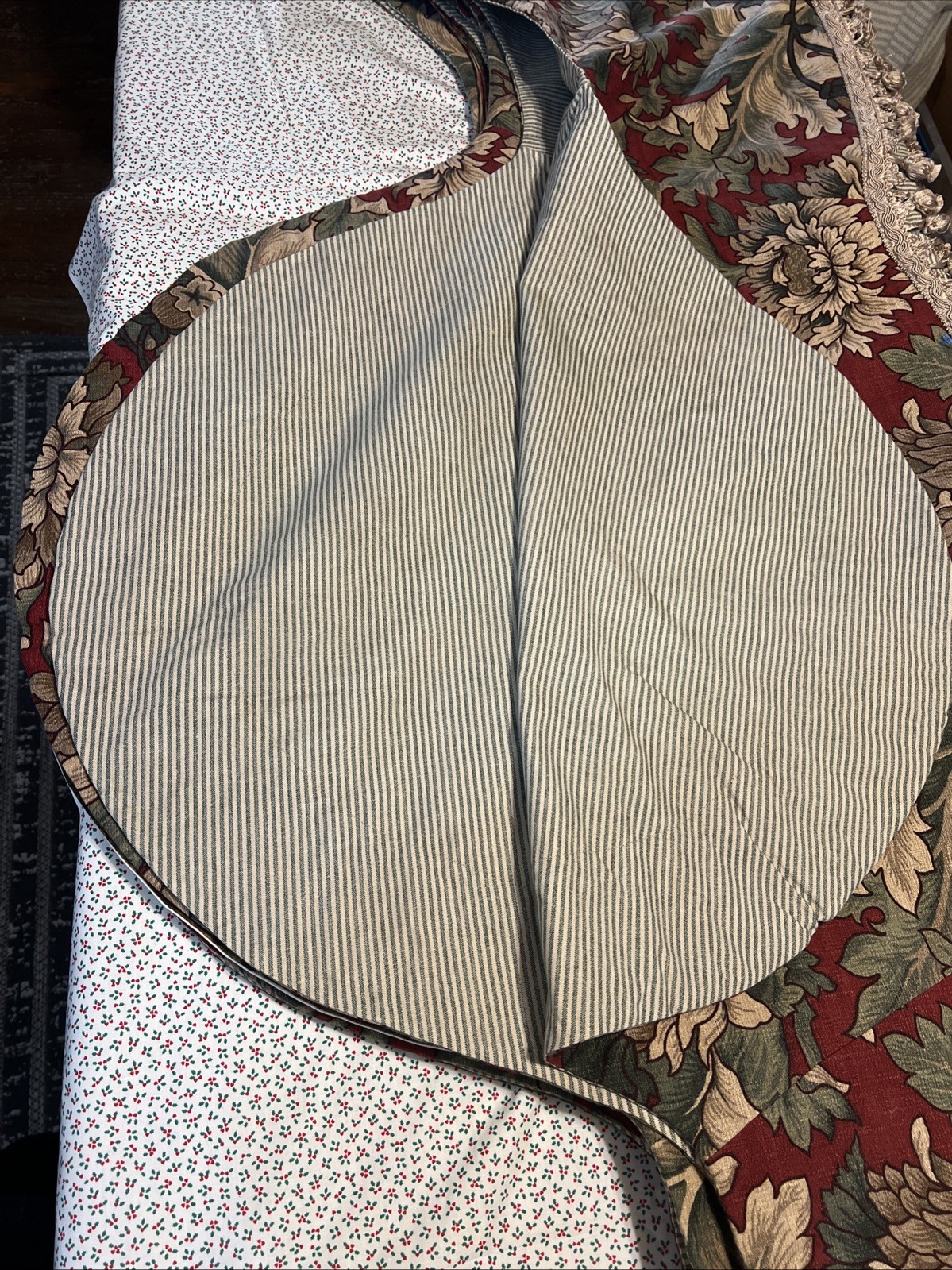 Vintage Custom Scalloped 130” Valances Set of 4 Floral Tapestry Lined w/ Fringe