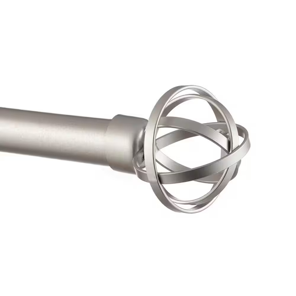 Jetson 36 In. – 72 In. Adjustable 1 In. Single Curtain Rod Kit in Matte Silver w