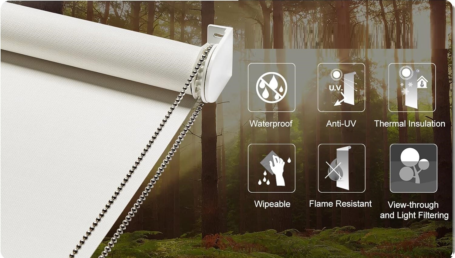 Customize High Quality White Solar Mesh Roller Shades manual or with smart motor