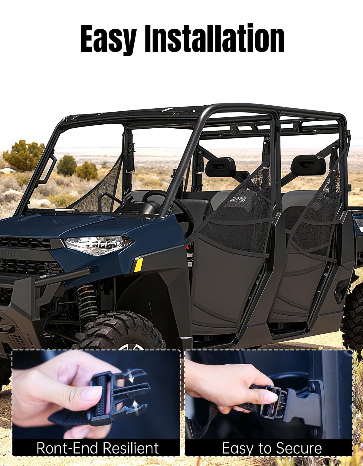 4PCS Black Plastic Door Net Buckle Clips for Polaris Ranger 1000 XP 900 Crew 570