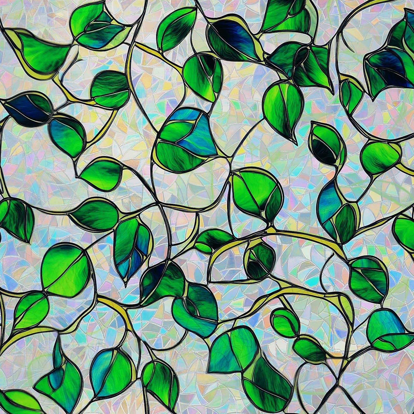 Window Privacy Film Stained Glass Decorative Static Clings Rainbow Window Tint
