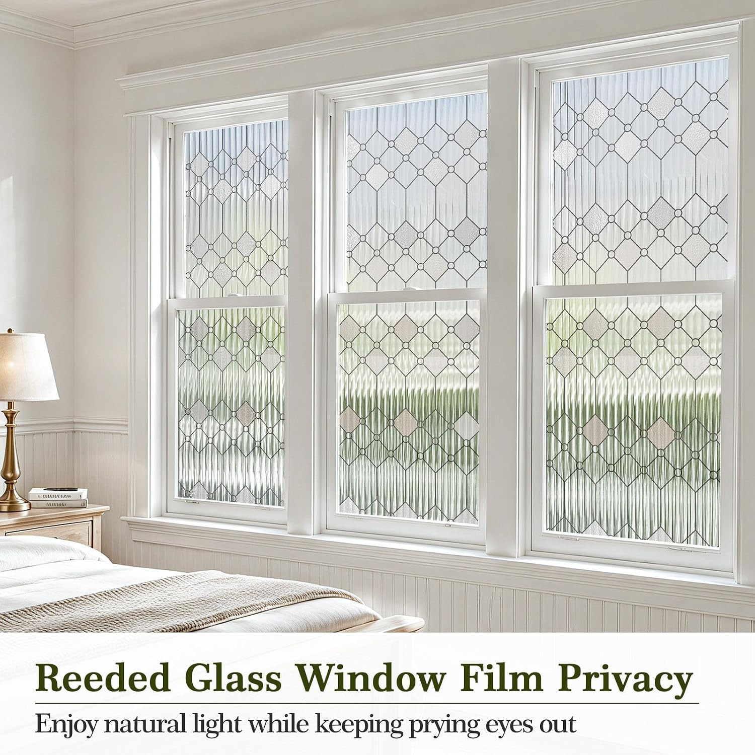 Reeded Glass Window Privacy Film, Frosted Static Cling,17.5″X78.7″ |