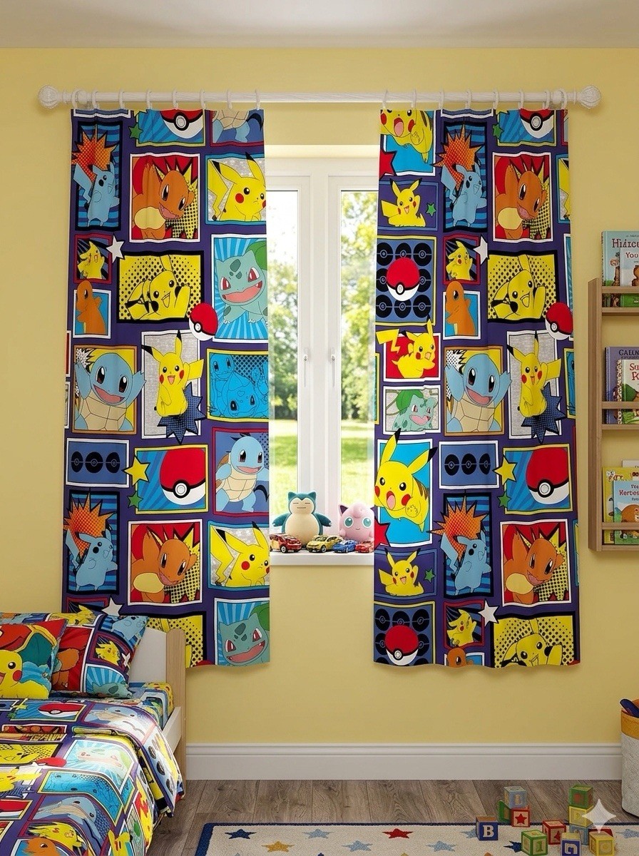 Pokémon Microfiber Window Panels Set of 2 82″ x 84″ Kids Room Curtains Franco
