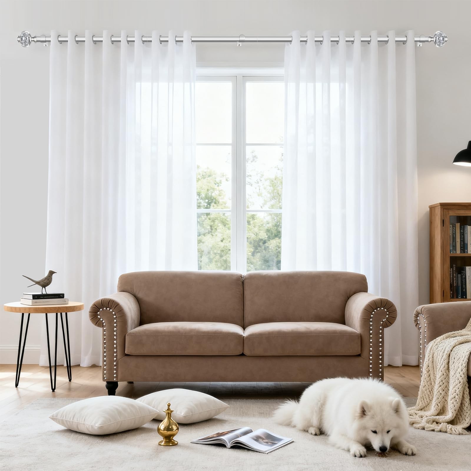 Curtain Rod 32 to 58 Inches (2.6-4.8ft), 7/8 inch Telescoping Splicing Curtai…