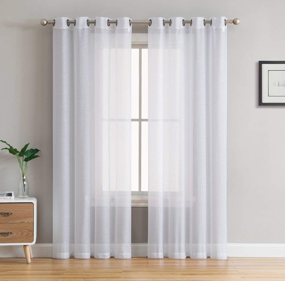 2 Piece Semi Sheer Voile Light Filtering Window Curtain Grommet Panels for Be…