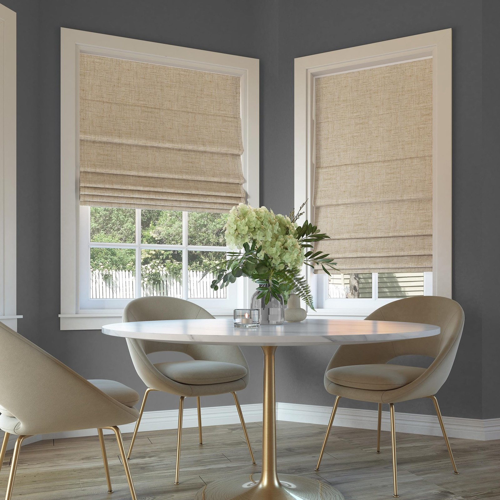 Seraphina Textured 100% Total Blackout Cordless Roman Shade Taupe 35″W x 64″H