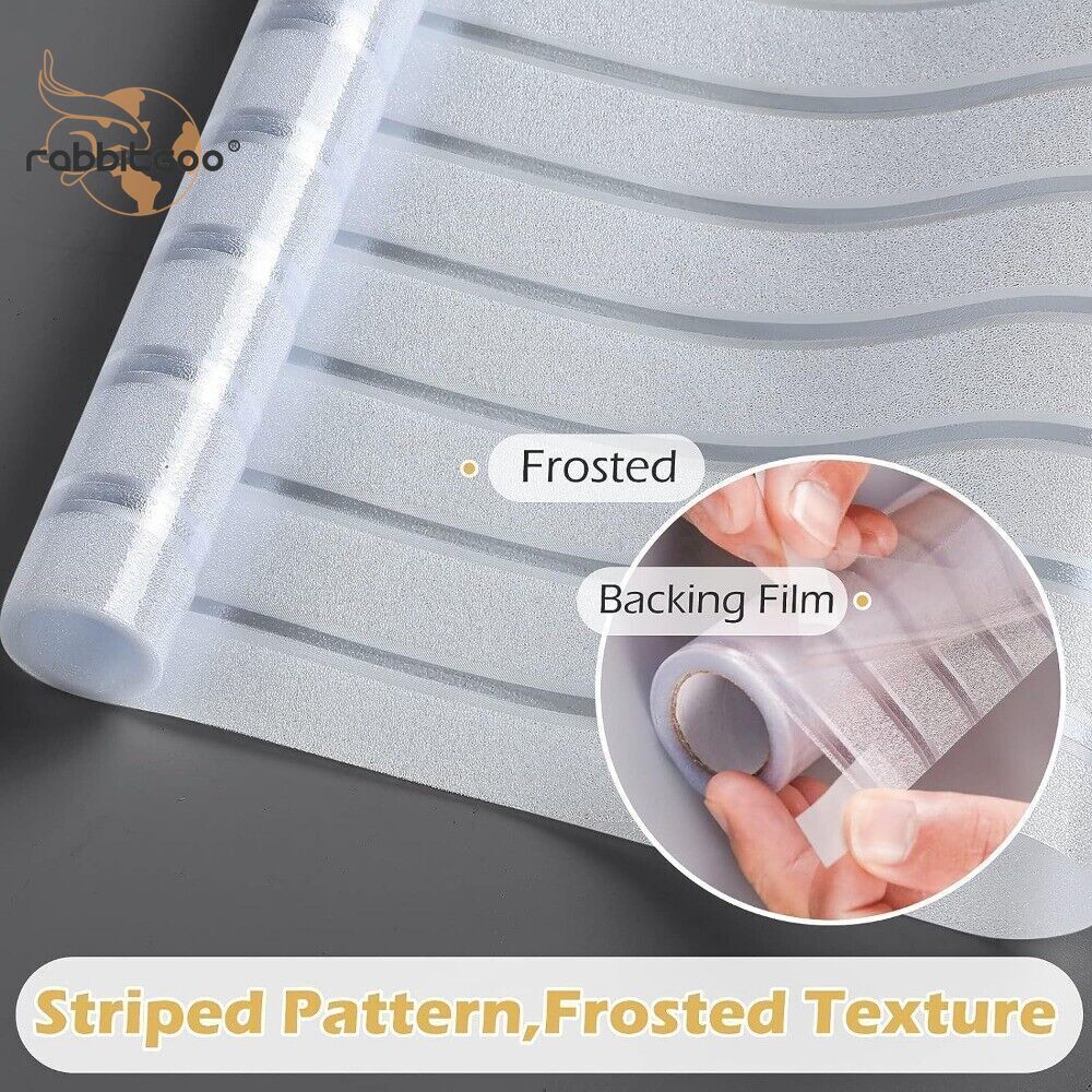 Rabbitgoo Frosted Window Film Privacy Stripe Blinds Static Cling Decorative Home