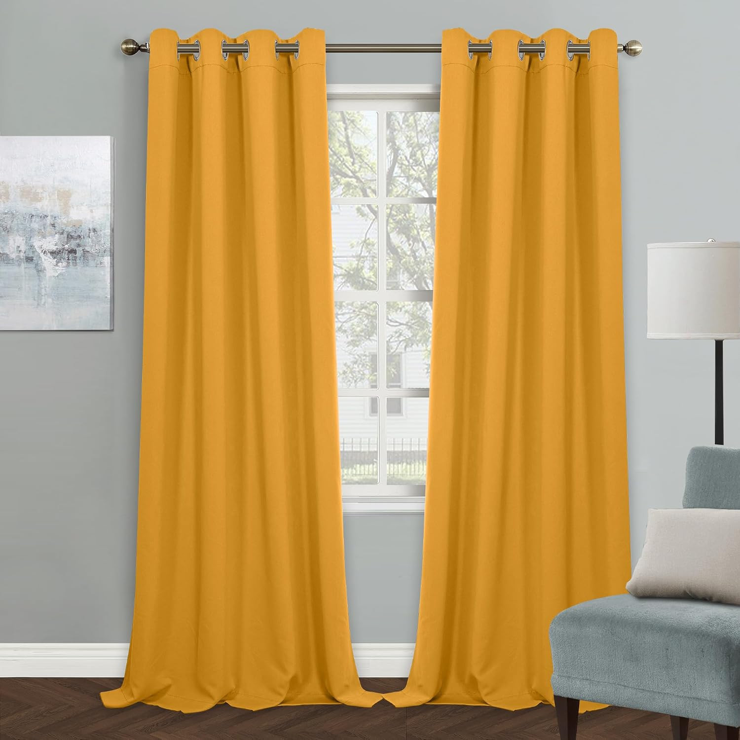 Orange Blackout Curtain for Bedroom, Single Panel Curtains for Living Room 84 In