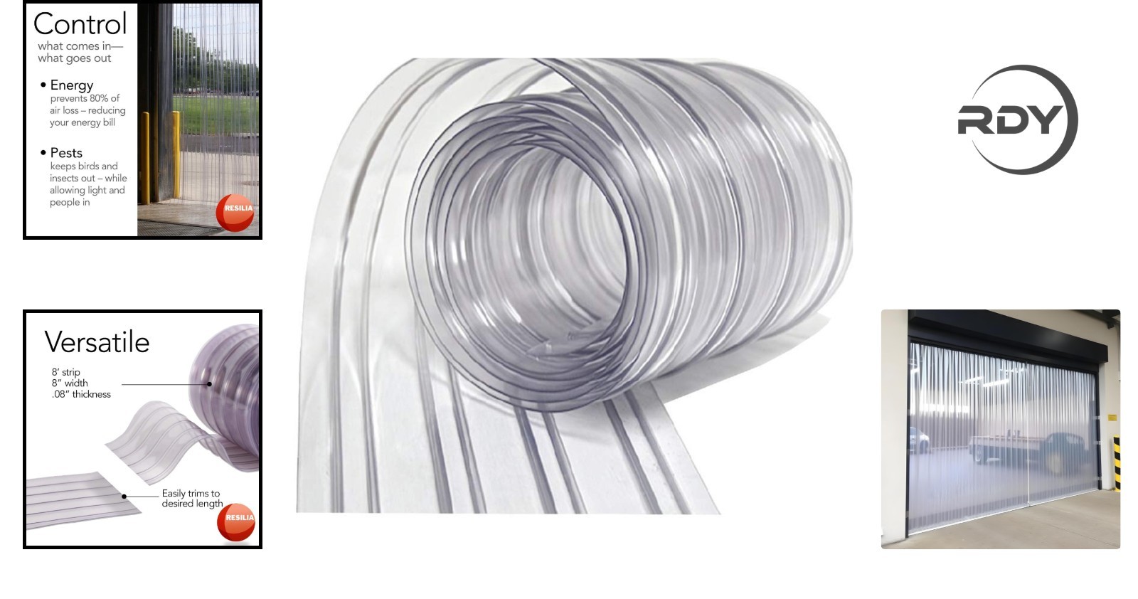Durable PVC Strip Curtain – 8″w x 96″l for Temperature Control & Pest Prevention