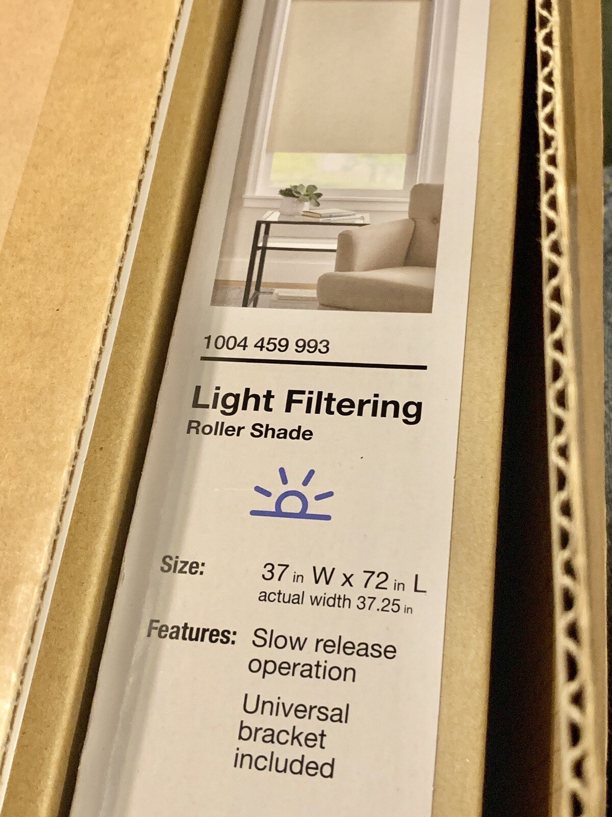 (4) Sand Brown Light Filtering Fabric Roller Shade – 37.25 in. W x 72 in. L