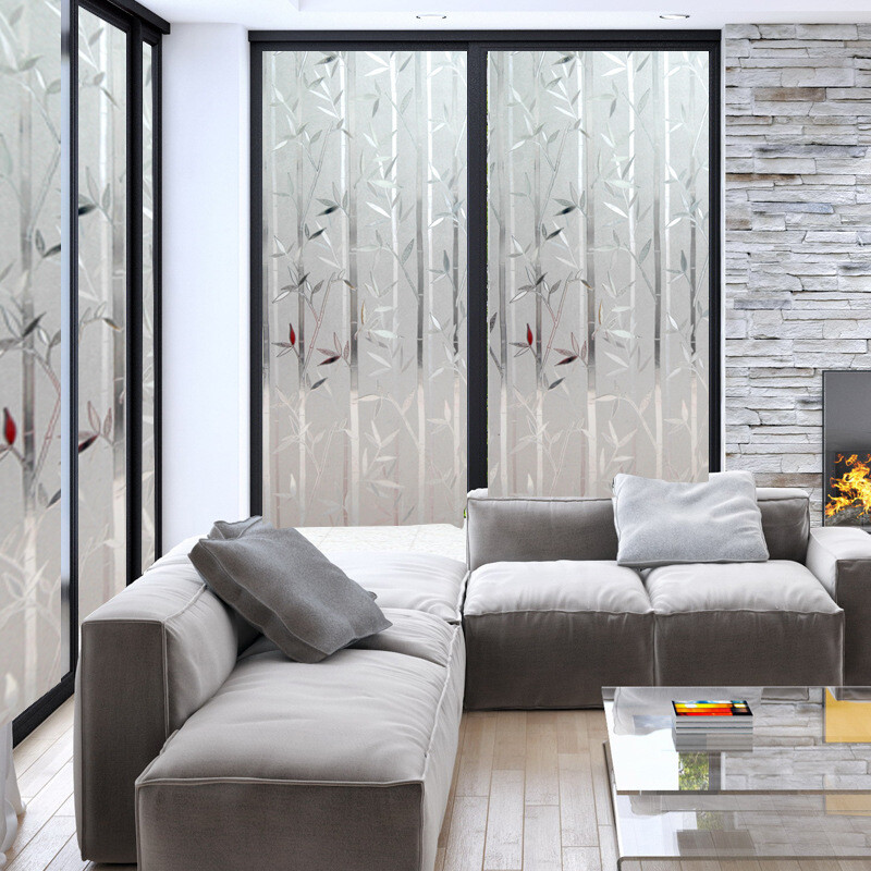 Bamboo Glass Window Film, Static Cling Window Sticker 17.7″x78.7″