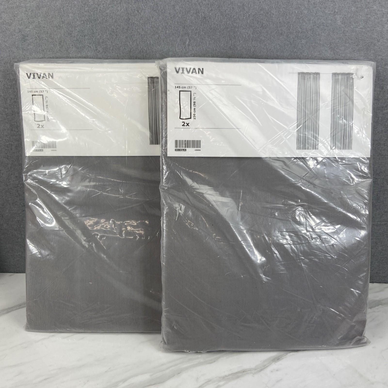 Set of 2 IKEA VIVAN Gray Curtain Panel Pairs (4 Total ) 57 x 98 PLEASE READ
