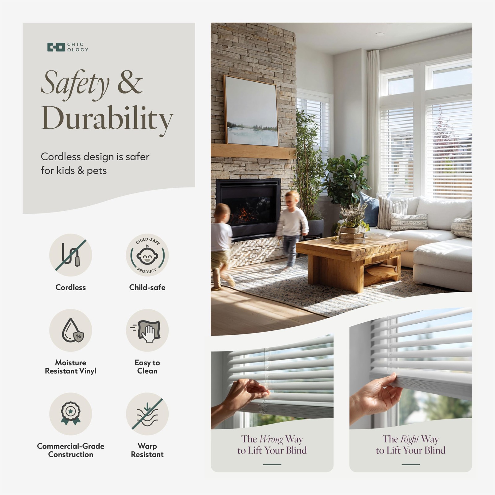 Cordless Mini Blinds Indoor Windows 25″ W x 72″ H White Vinyl 1″ Slats Tilt Wand