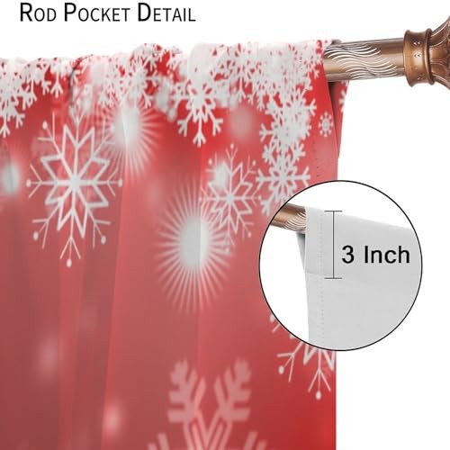 Christmas Curtains,Winter Snowflake Red 20.5″W x 63″L (Pack of 2) Red-3