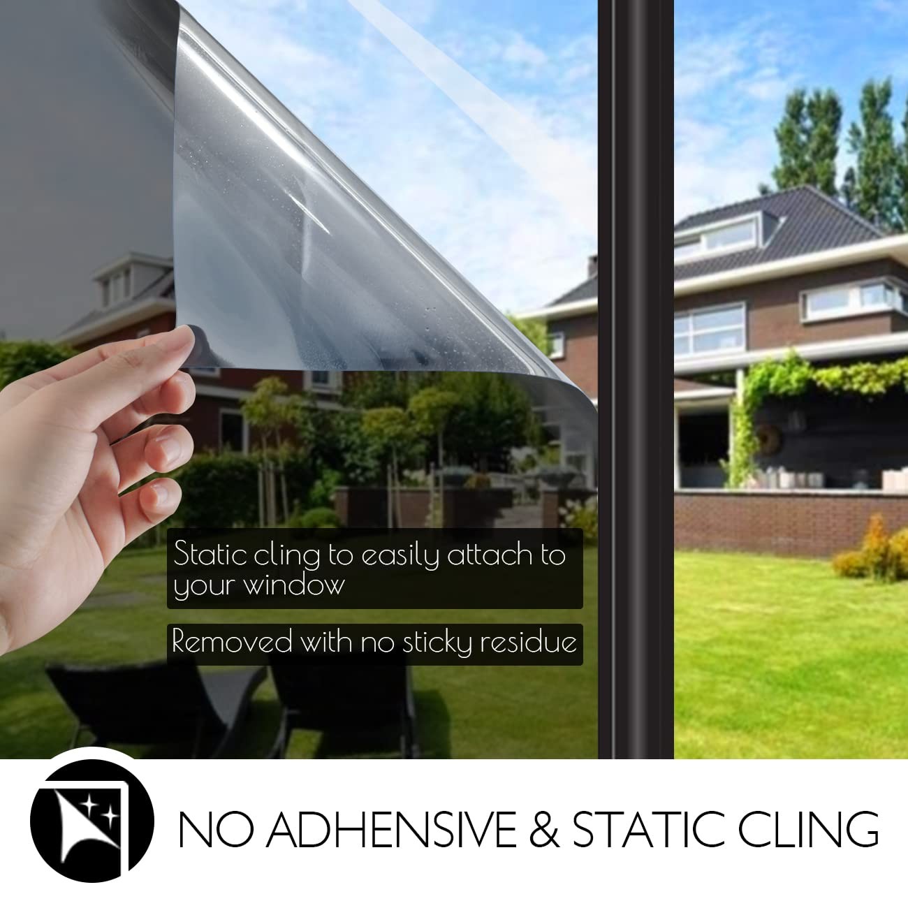 HIDBEA One Way Privacy Window Film Daytime Mirror Reflective Heat Control UV Sun