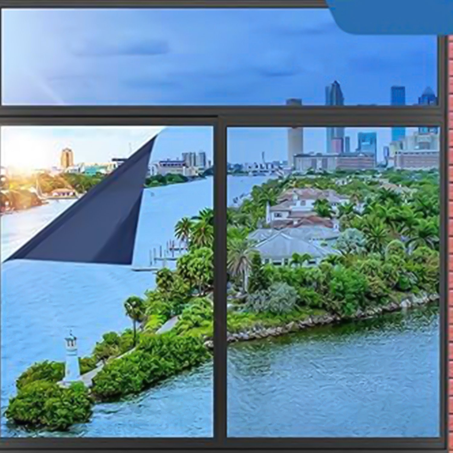 Privacy Protection Blue Window Film For Home Office Slide Door Optional Sizes