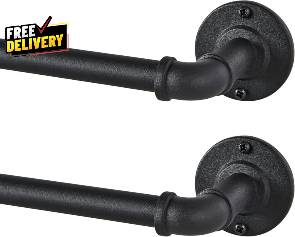 2 Pack Industrial Curtain Rods for Windows 48 to 84 Inches Blackout Wrap aro….