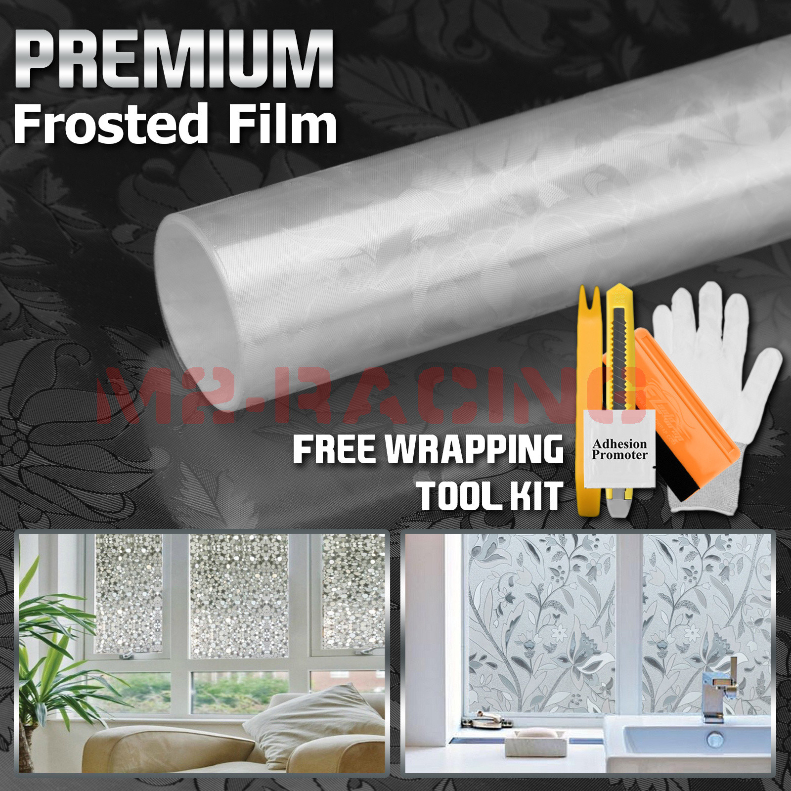 *Premium Frosted Film Glass Home Bathroom Window Security Privacy Sticker #4001
