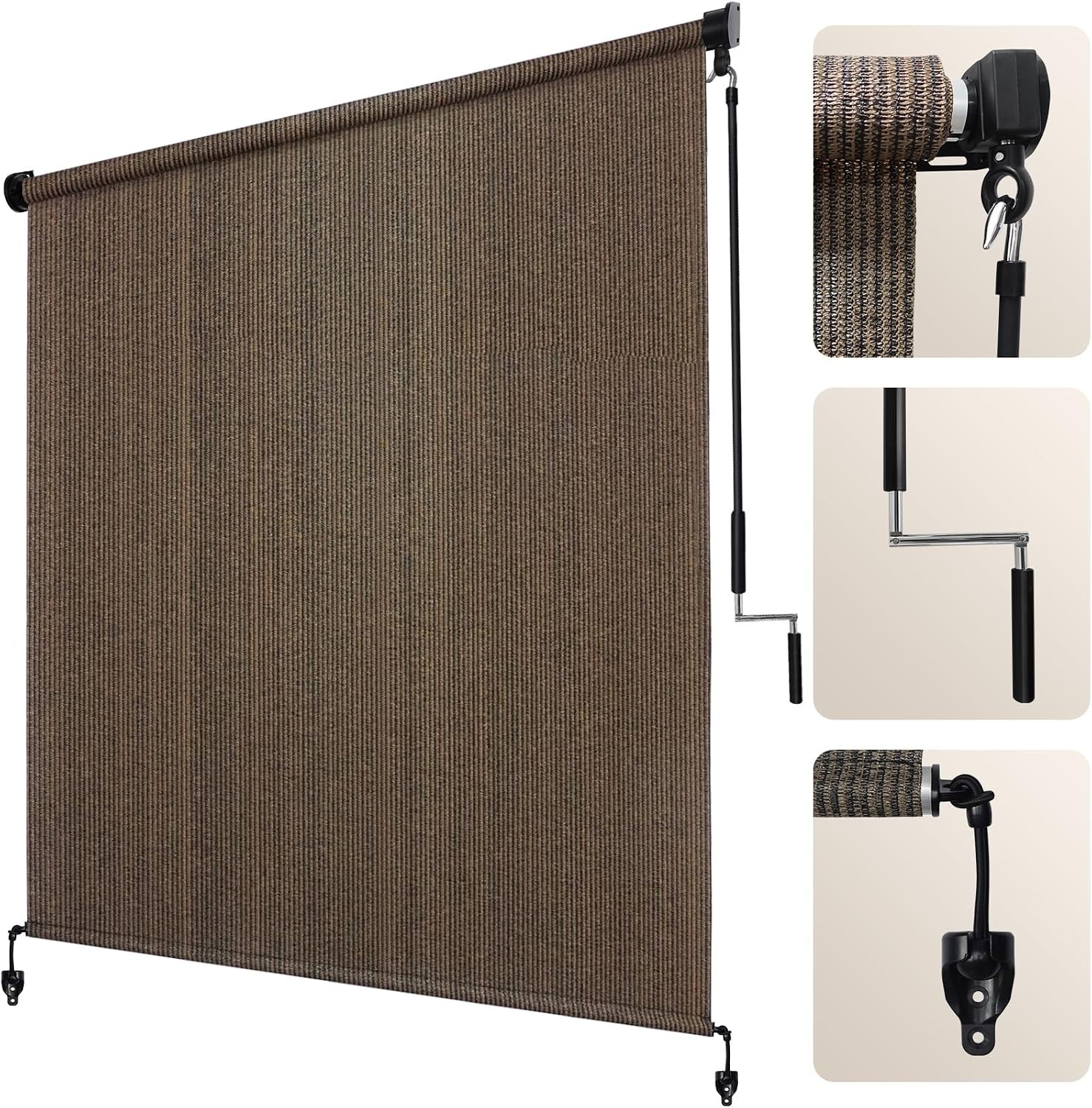 Versatile Mocha Cordless Patio Shades 72”W x 96”H – Easy Assembly Blinds
