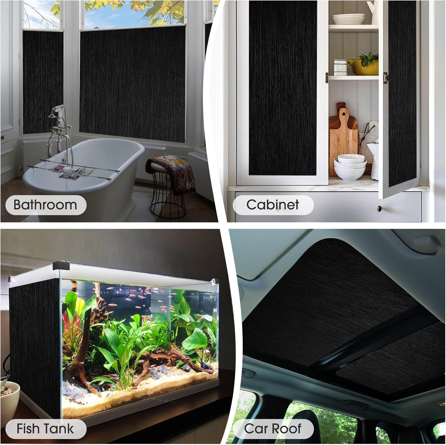 Black Light-blocking Privacy Protection Decorative Window Film Brushed Texture