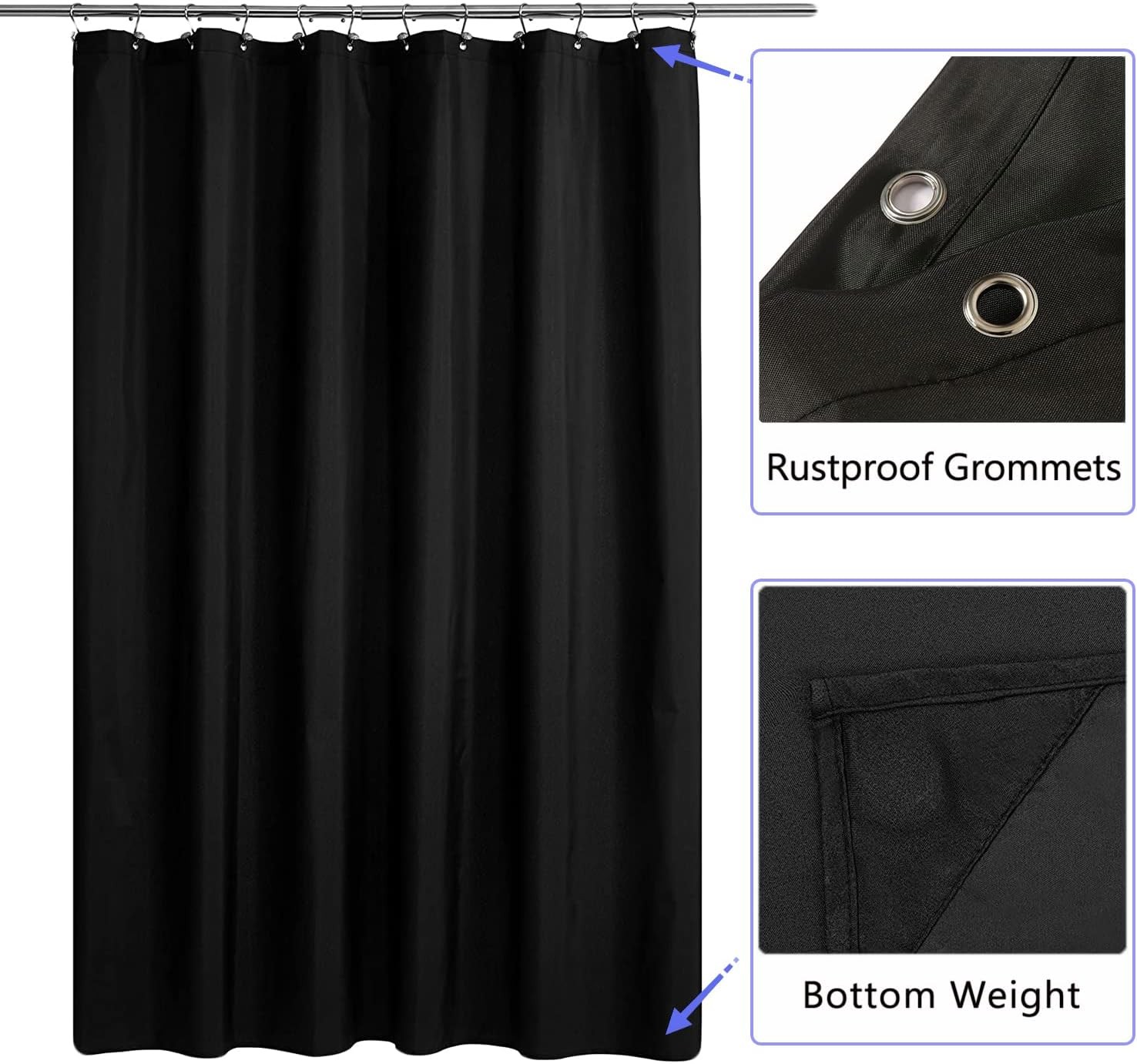 Fabric Shower Curtain Liner, Waterproof Hotel Quality, Bathroom Curtains Rust