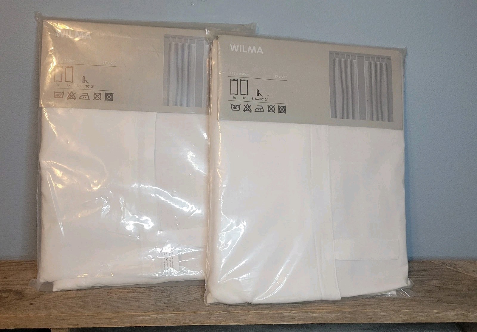 2 Pair of IKEA Wilma Curtains 57″ x 98″ White 501.120.00. 4 Panels Total