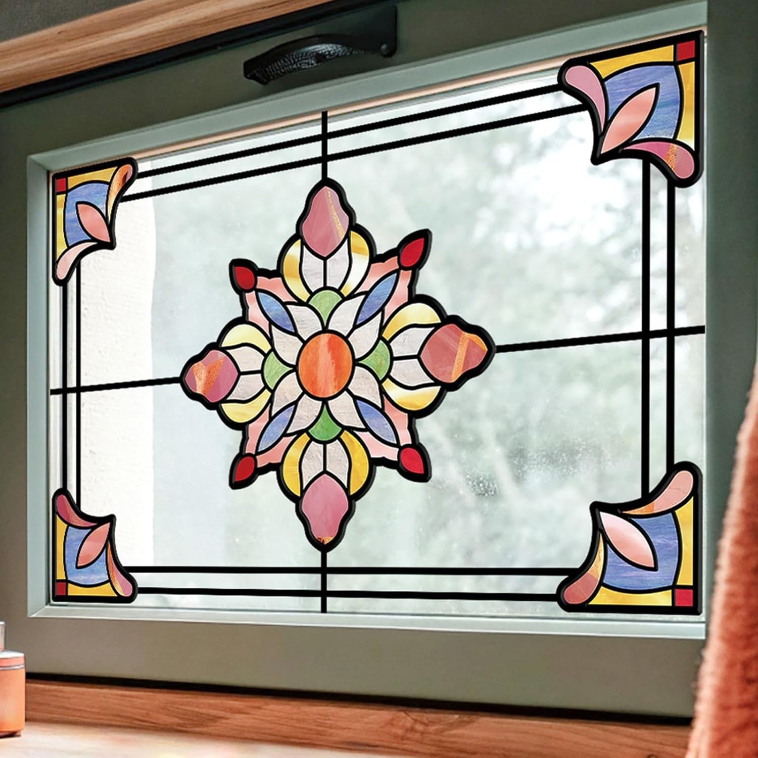 Static Cling Stained Glass Window Film – Enhance Privacy & Style 11.81″ x 15.75″
