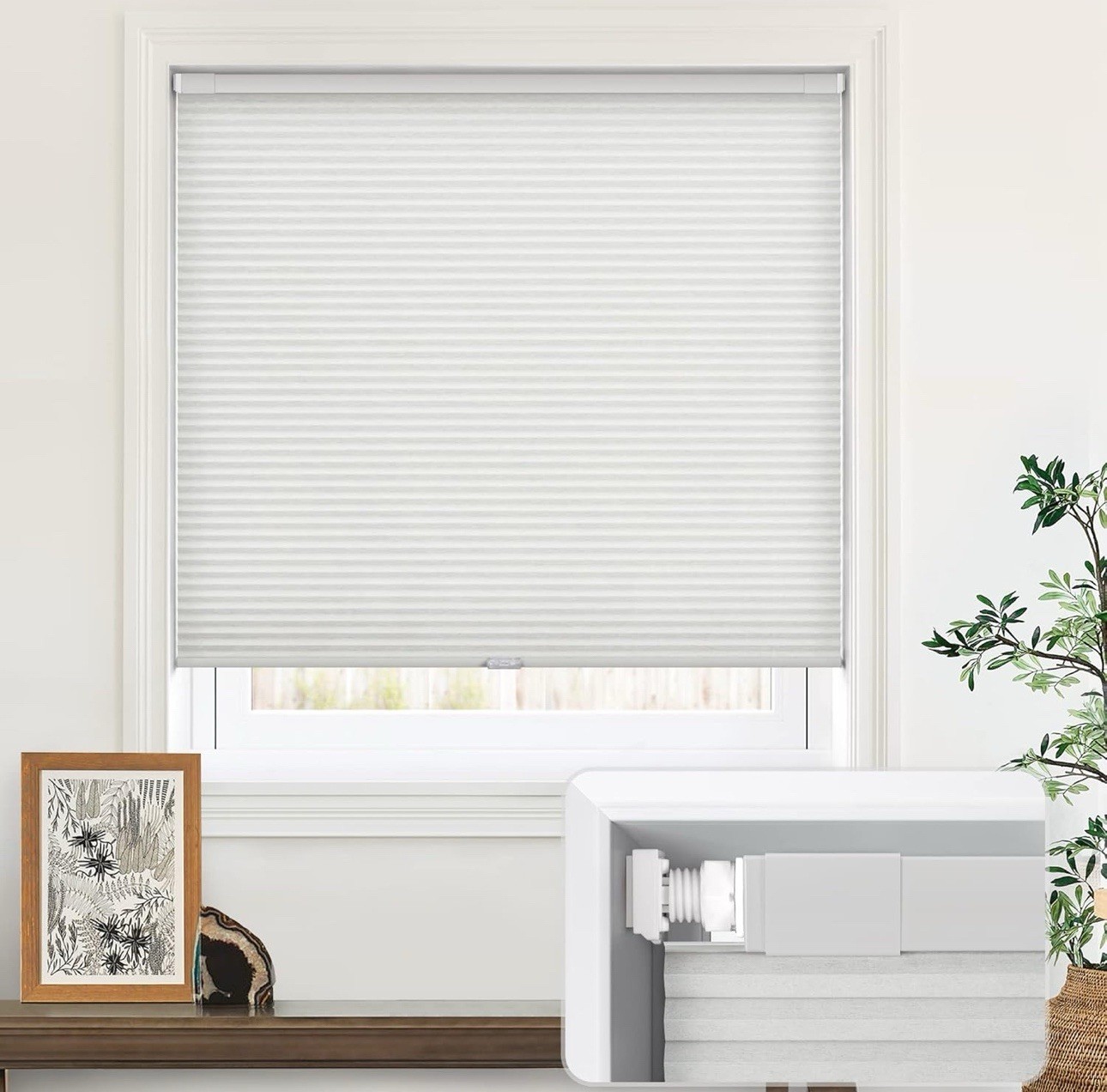 LazBlinds Cordless Cellular Shades 20.5×48 Light Grey No Drill Blinds