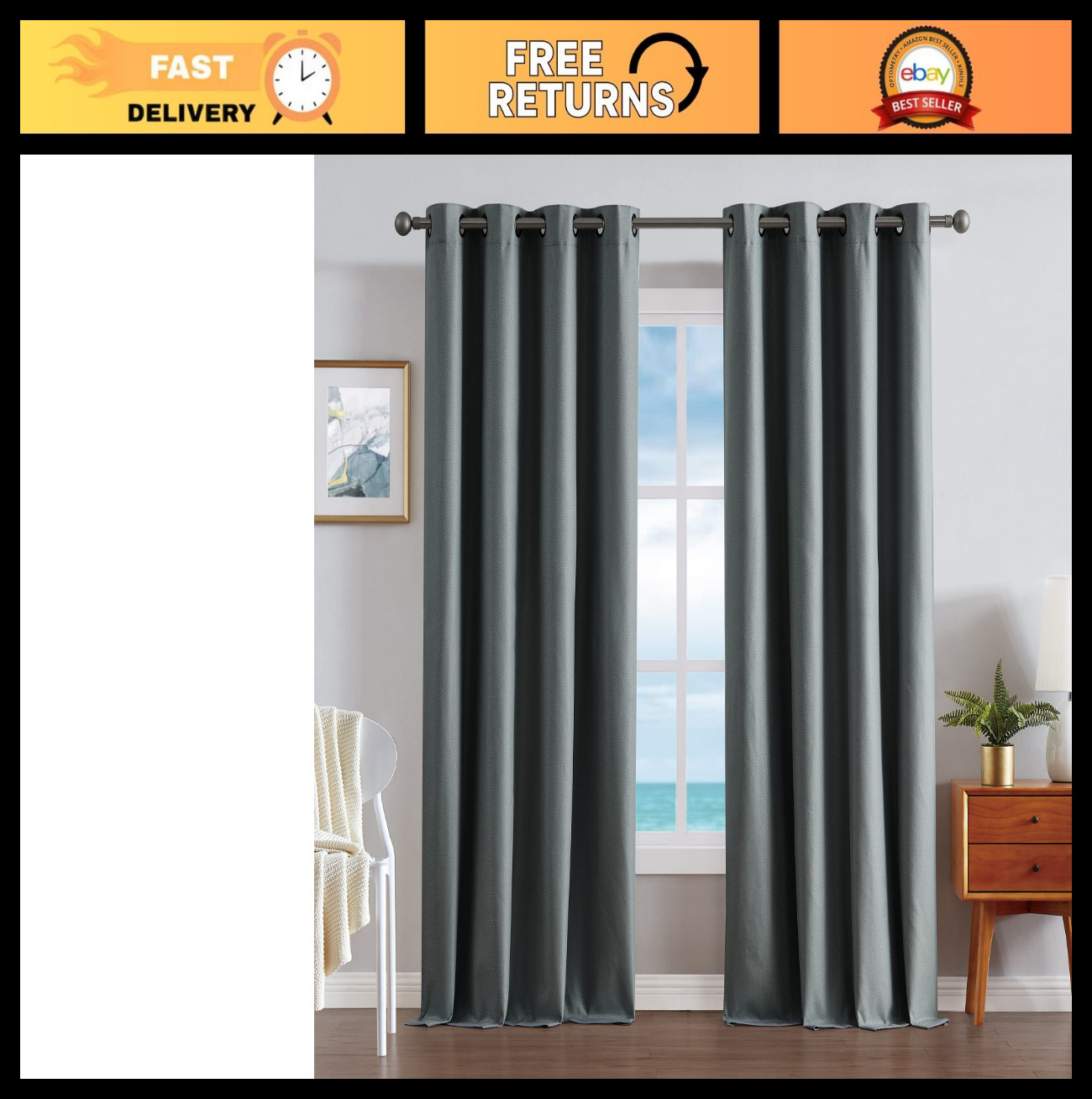 Ultimate Blackout Curtains Set of 2 | Thermal Insulated Drapes 52″x84″ | Charcoa