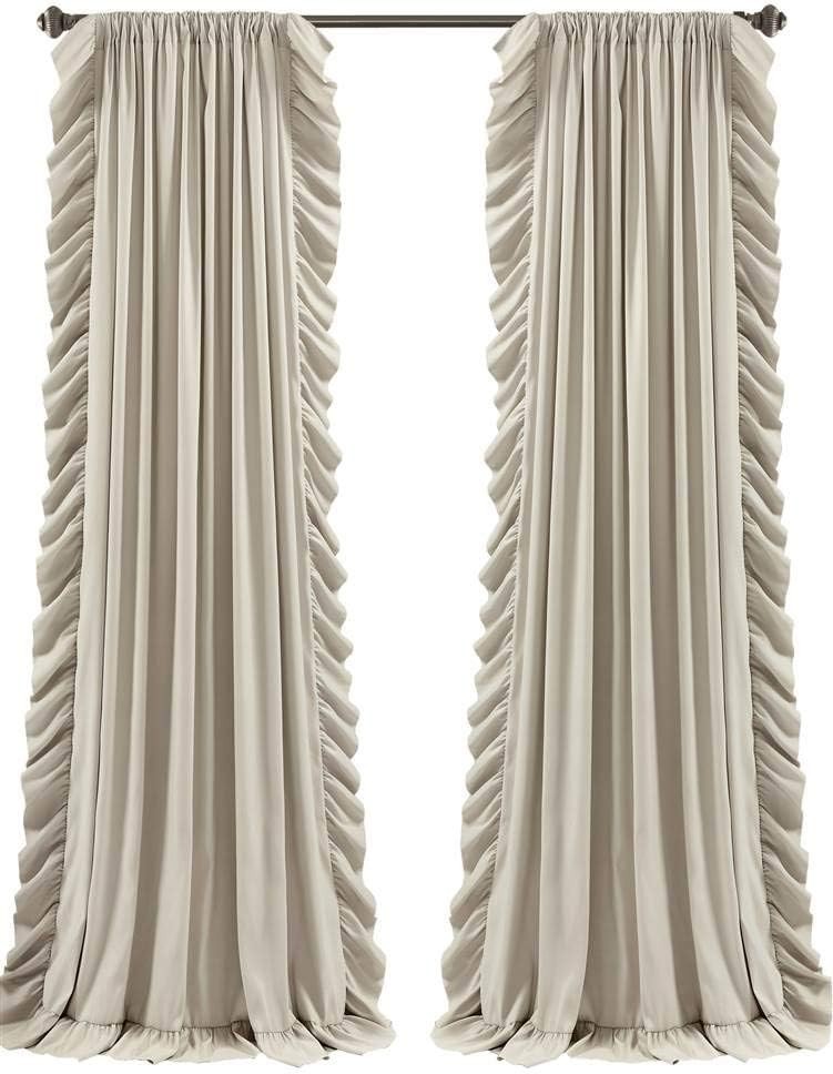 Reyna Ruffle Window Curtain Panel Set, Pair, 54″ W x 84″ L, Wheat – Flowy Cur…