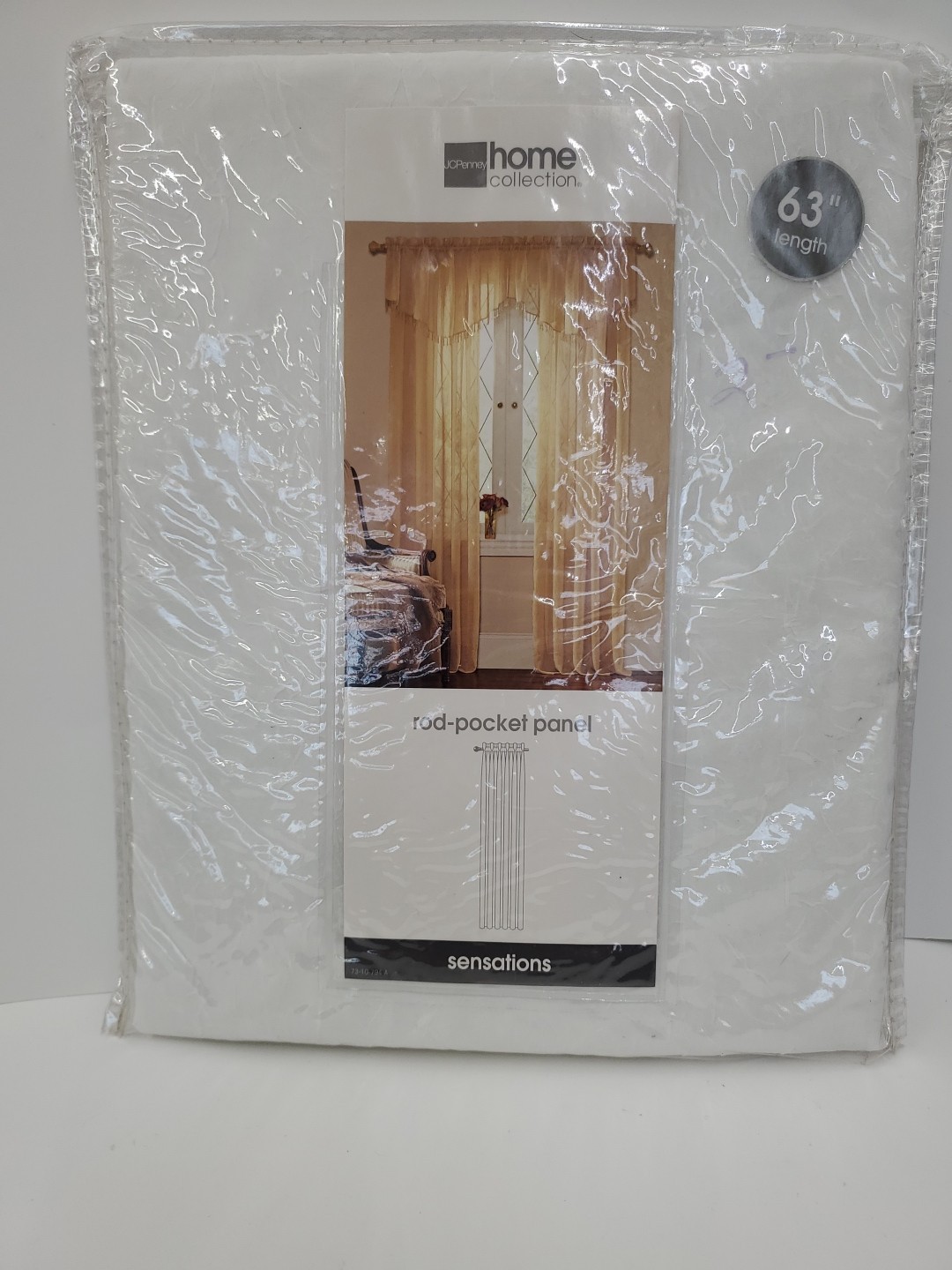 Curtain- JC Penny Home Collection Rod-Pocket Panel (Sensations) 63″ Length-White