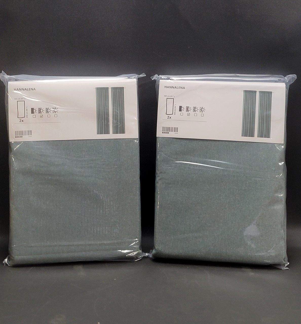 2 Pairs of HANNALENA Darkening Curtains 57″ x 98″ – Blue Green Gray