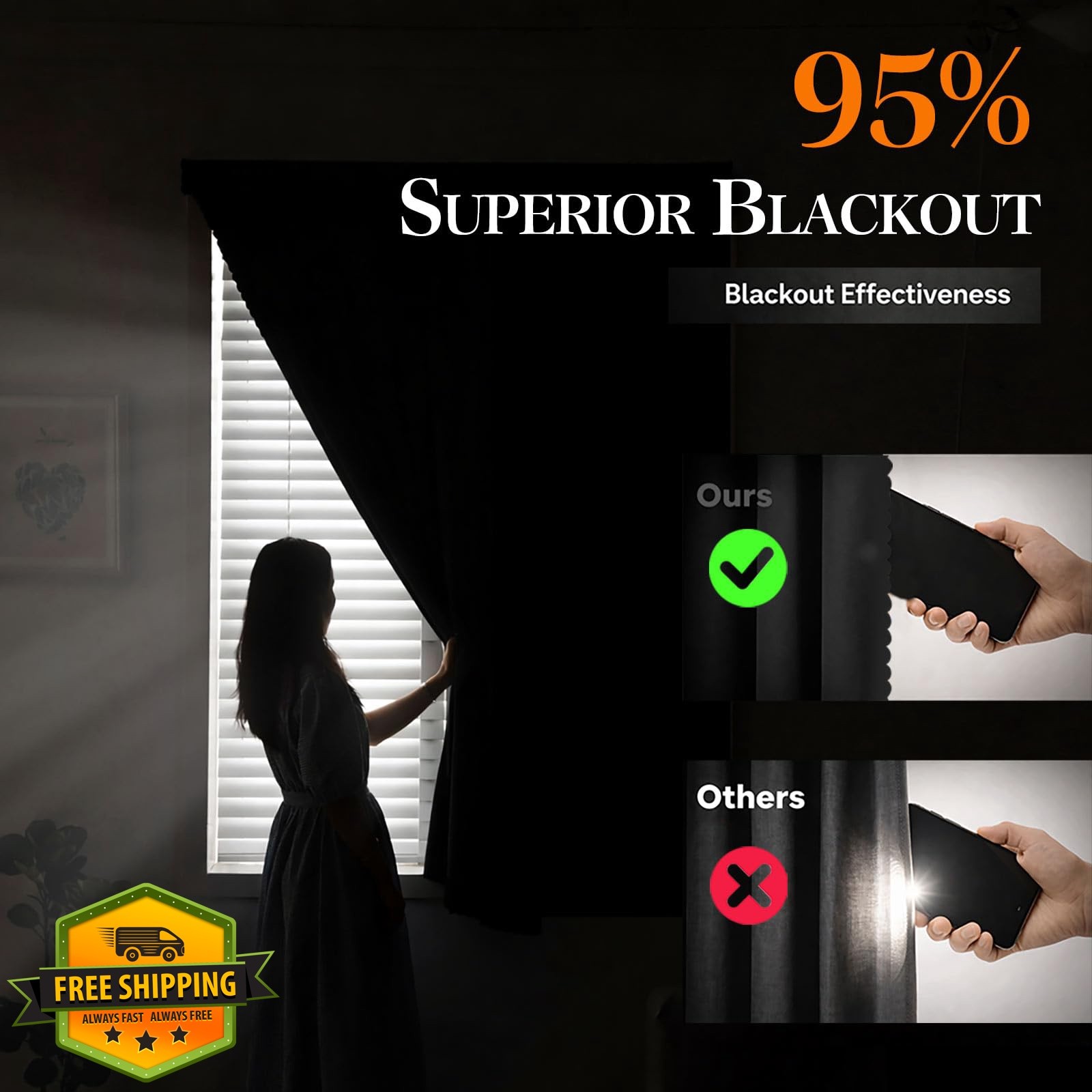 Jilron Magic Tape Stick on Curtains Blackout Curtains for Bedroom no Drillng …