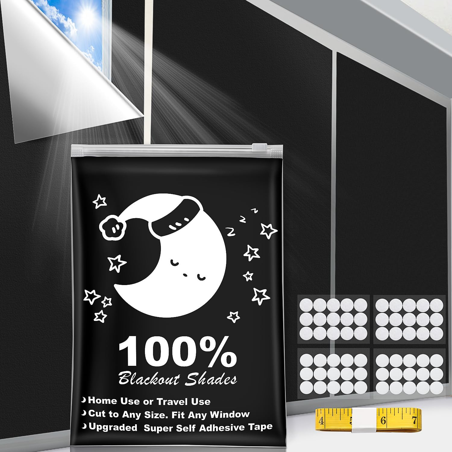 Portable Blackout Curtains, 118″ X 57″, 100% Blackout, Waterproof, Reusable, Hoo