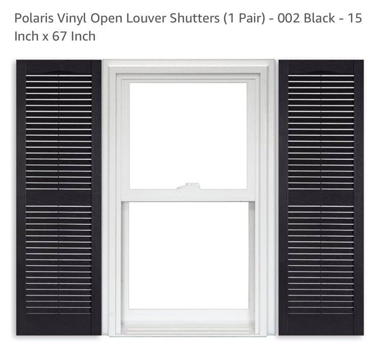 Polaris Vinyl Open Louver Shutters (1 Pair) – 002 Black – 15 Inch x 67 Inch