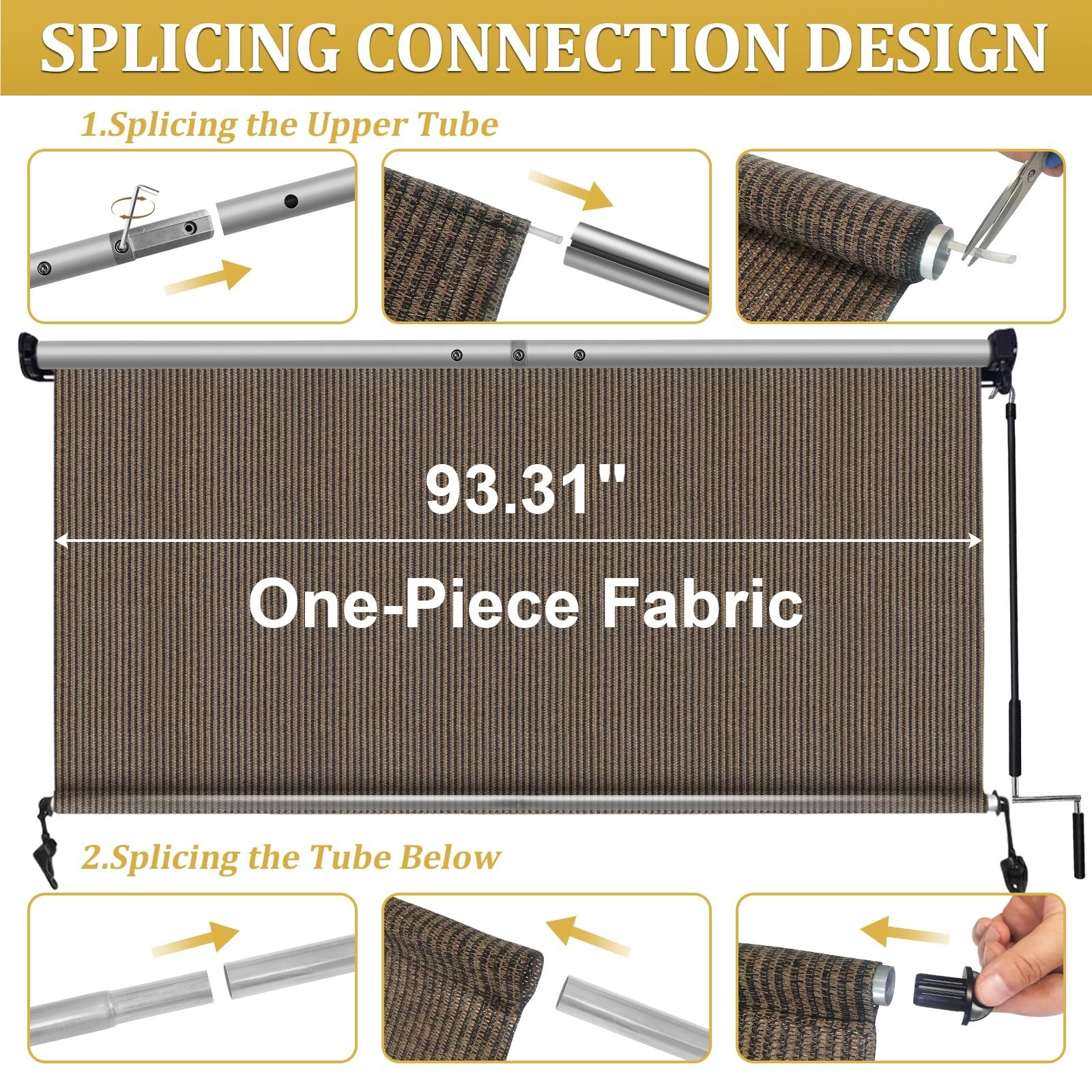 Outdoor Cordless Roller Shades 8′ W x 8′ H – Patio Blinds for Porch, Gazebo, Bal