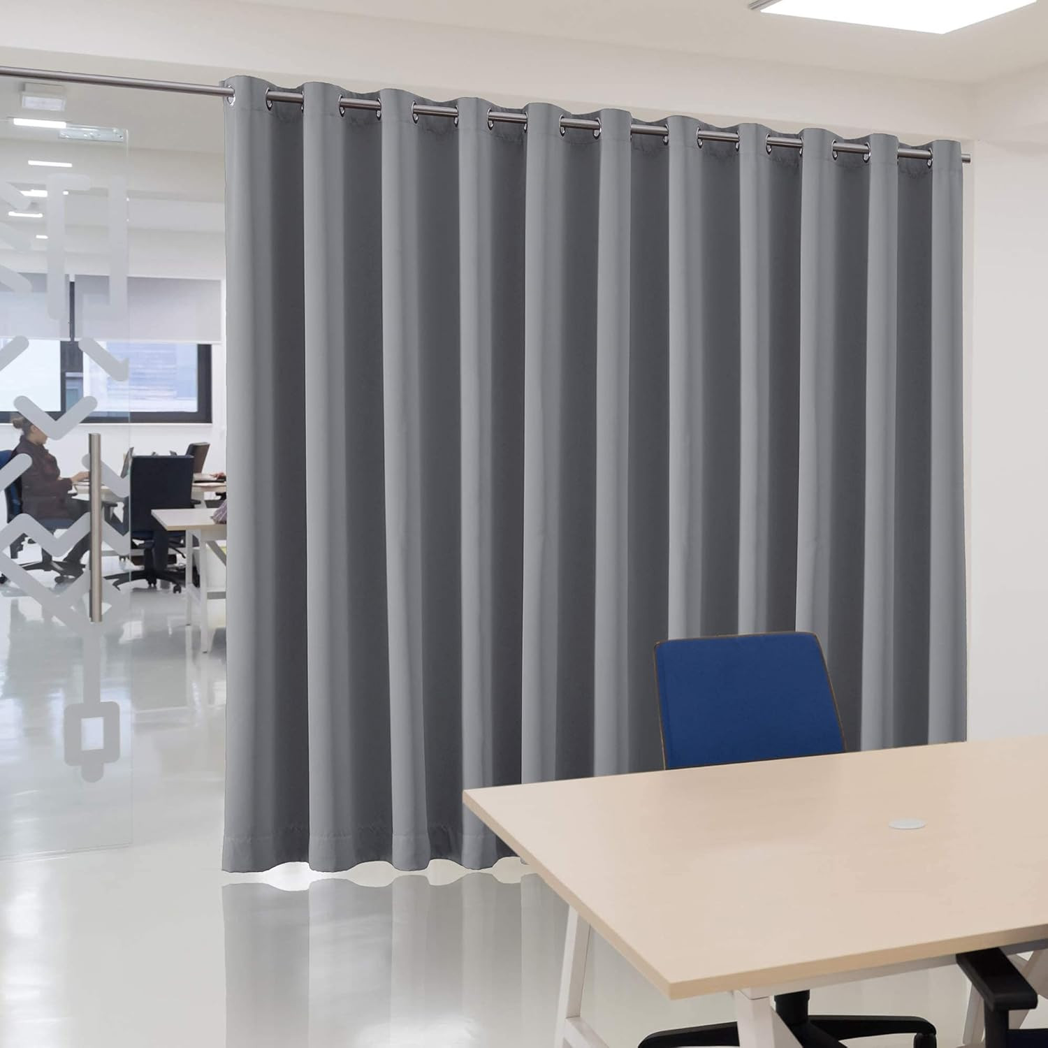 Room Divider Curtain 15ft x 8ft Blackout Thermal Insulated Noise Reducing Grey