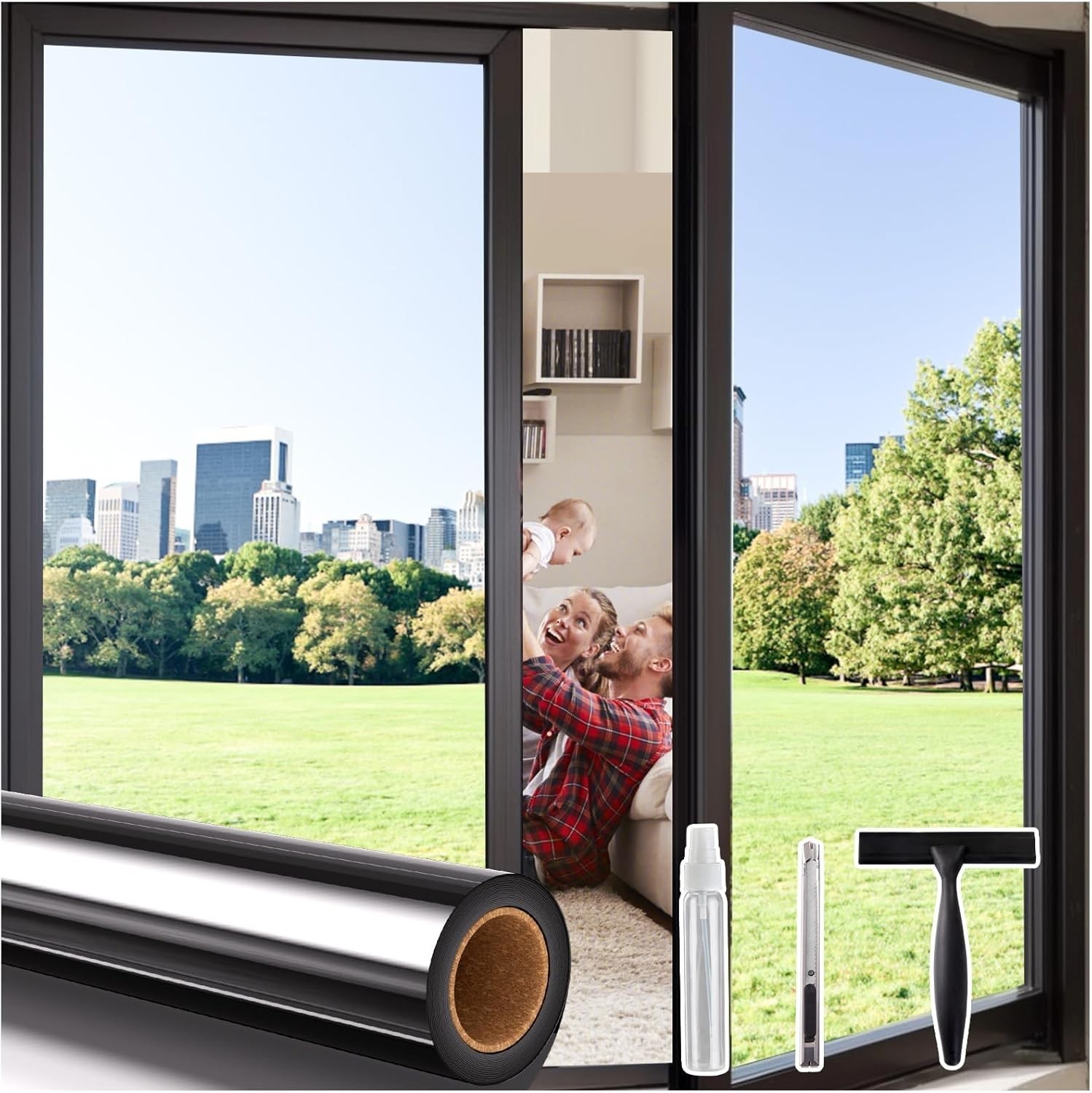 Daytime Privacy One Way Window Film 17.5 x 78.7 Inch – Easy Installation Kit
