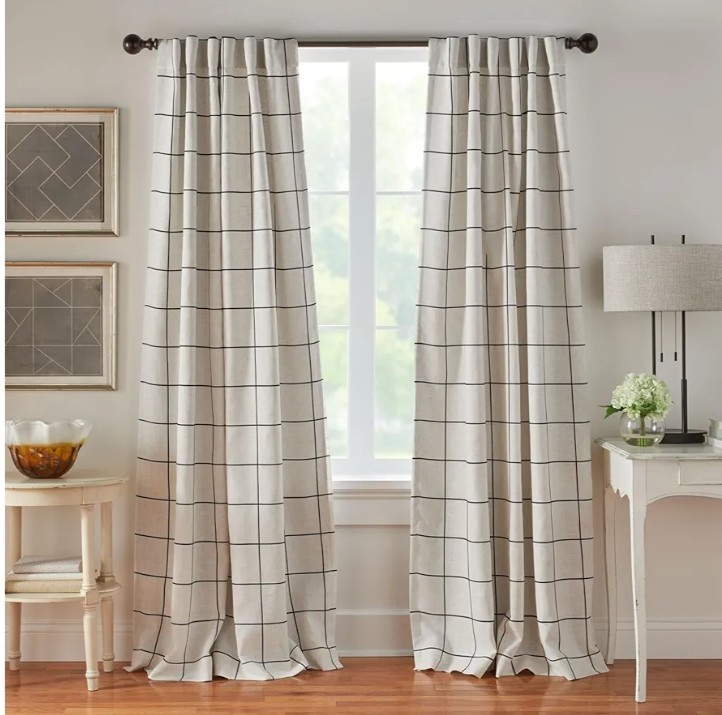 Window Curtains Poly/Linen Ivory 2 Panels BLACKOUT 52″ X 95″ Window Drapes