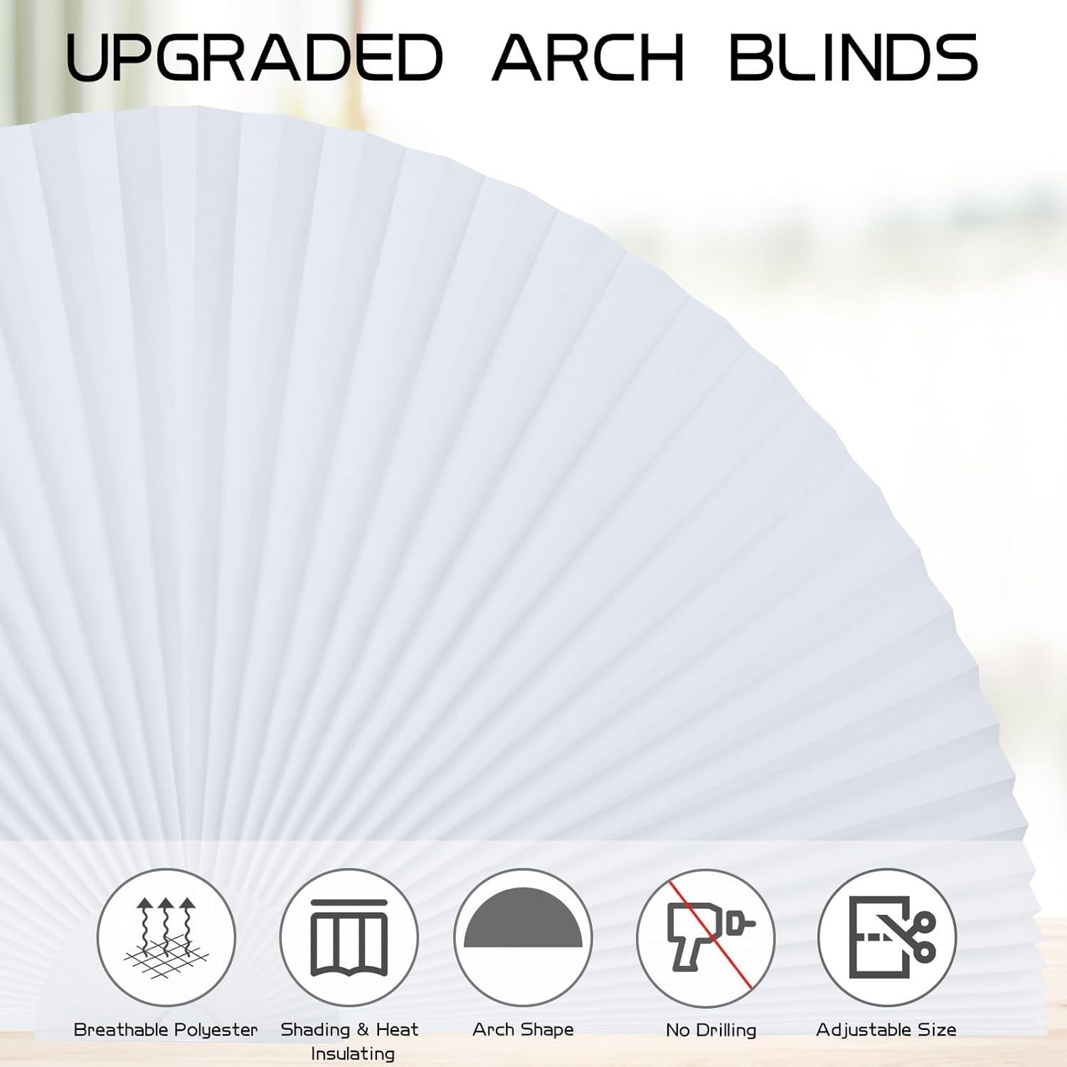 Arch Window Shade Radius 18 Inch Half Circle Arched Non-Woven Stick on Cut to Si