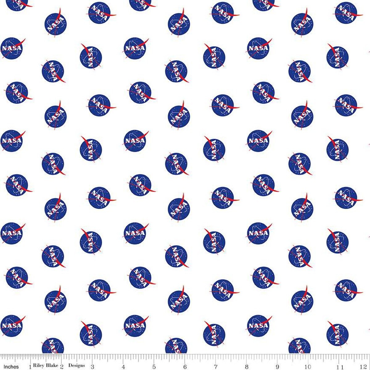 Curtain Valance – Outer Space by NASA Logo Toss White Cotton