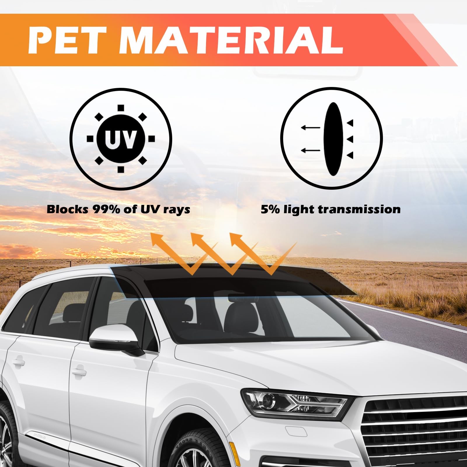 59.06×5.91 Car Windshield Tint Strip Kit,5% VLT Car Window Tint Film for Glar…