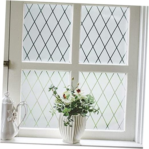 Lattice Frosted Window Film Window Privacy 17.7″x78.7″ (45x200cm) Pure Frosted