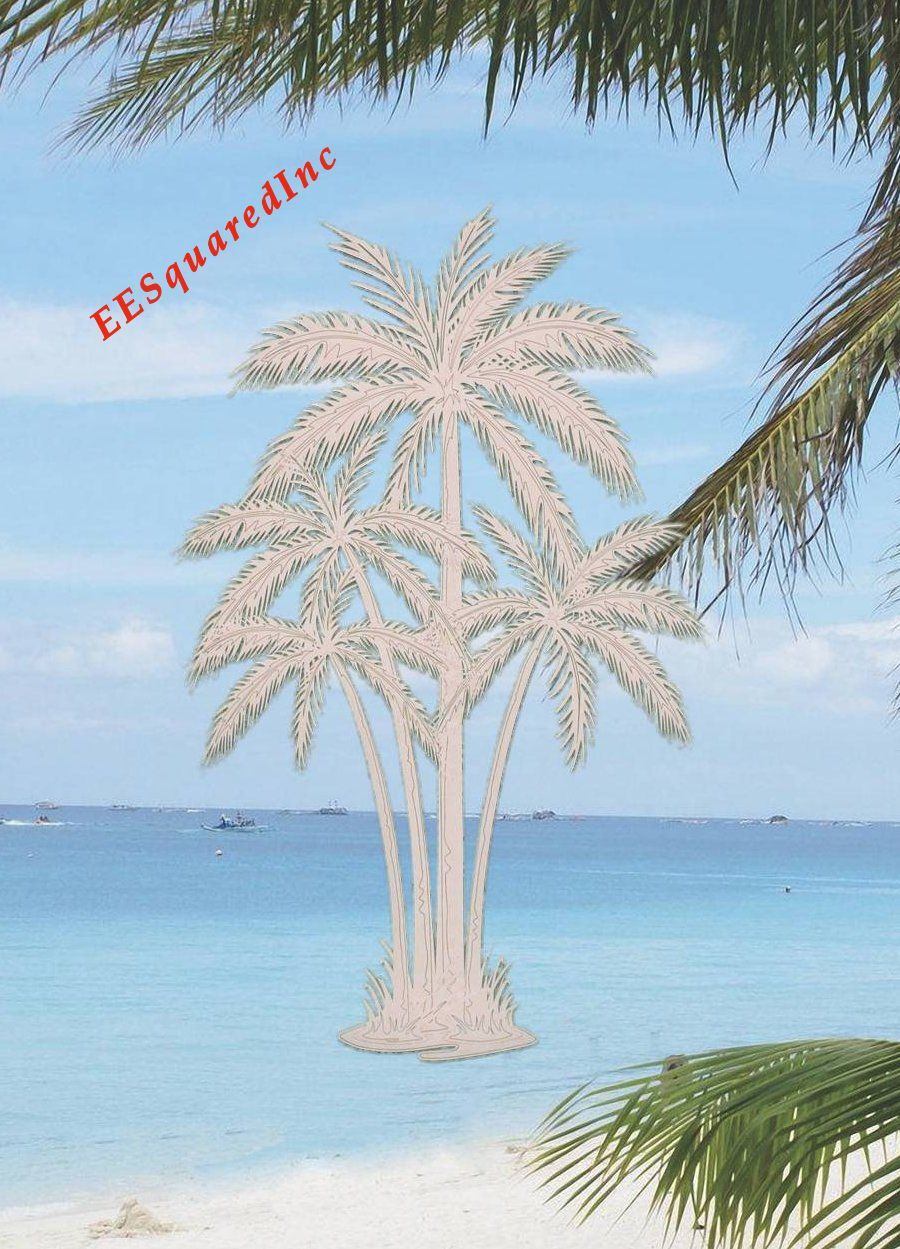 Palm Trees Window Cling OVAL 15×23 Etched Glass Look Decals Tropical Door Decor
