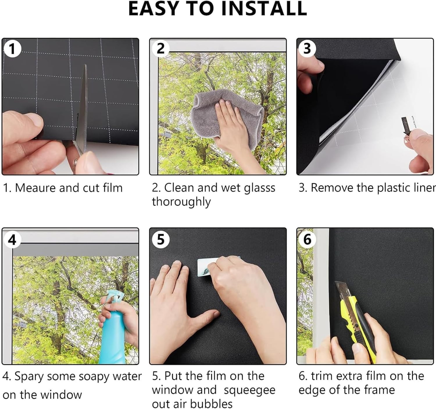 DIY-Friendly Blackout Window Film: Static Cling 100% UV Block, 17.5” x 78.7”