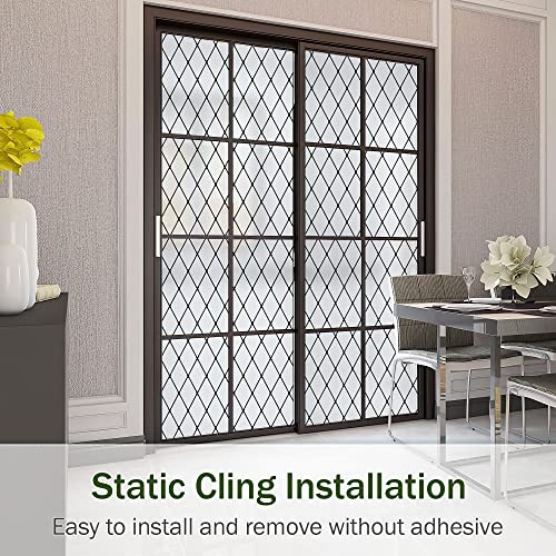 Frosted Black Lattice Window Film Static Cling Window 17.7″x78.7″ (45x200cm)