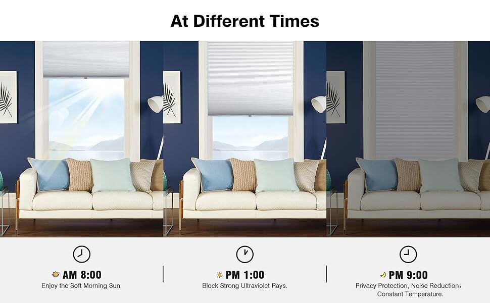 Homebox Cordless 100% Blackout Cellular Shades for Home,Shades 36″ W x 72″ H
