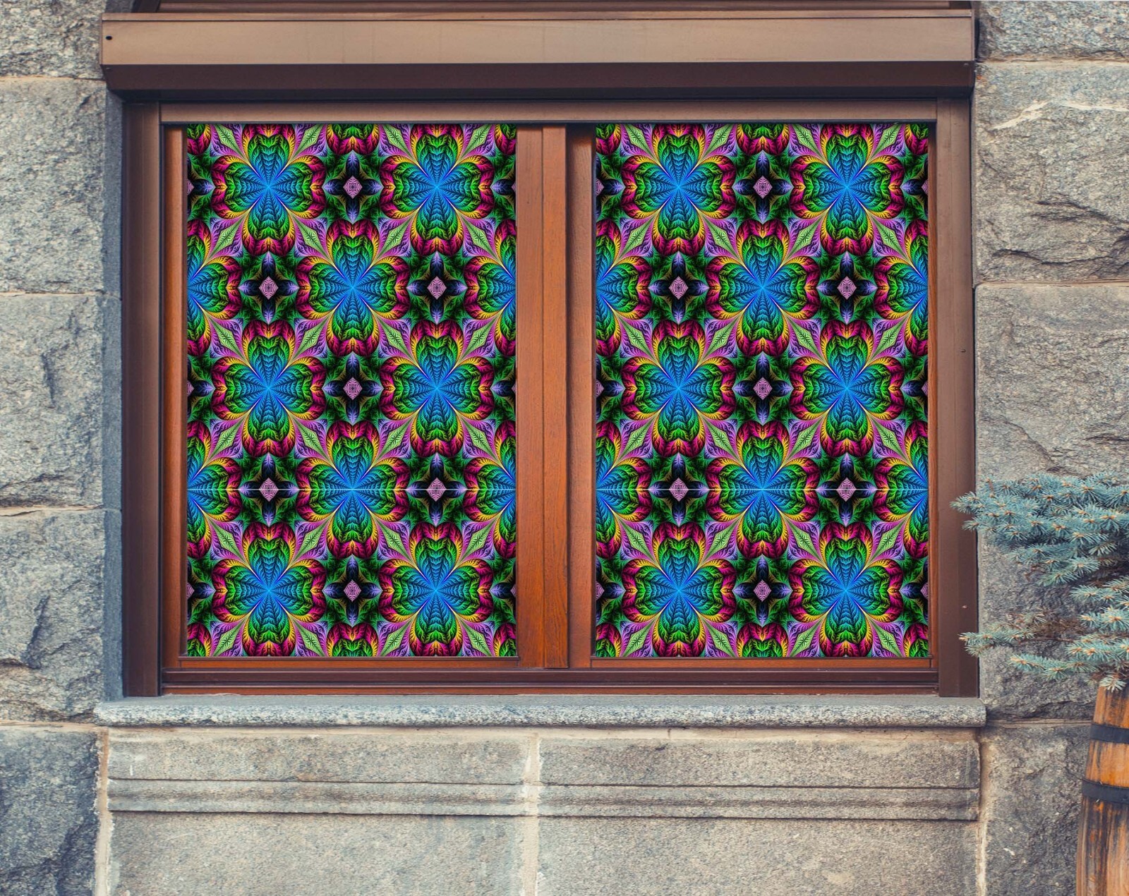 3D Kaleidoscope A02 Window Film Print Sticker Cling Stained Glass UV Sinsin